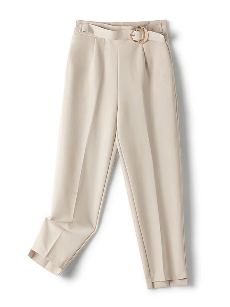 

2021 Chic Korean Fashion Office Wear Haren Pants Women Bottoms Pant Vintage High Waist Zipper Fly Female Trousers Dropshipping