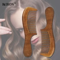 riron custom brand logo natural sandalwood hair comb for women curly hair anti static wide tooth wood comb