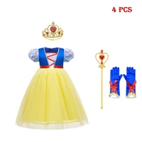 children girl snow white princess dress baby luxury birthday party skirt fancy gift cotton blue ball gown suit for adorable kid
