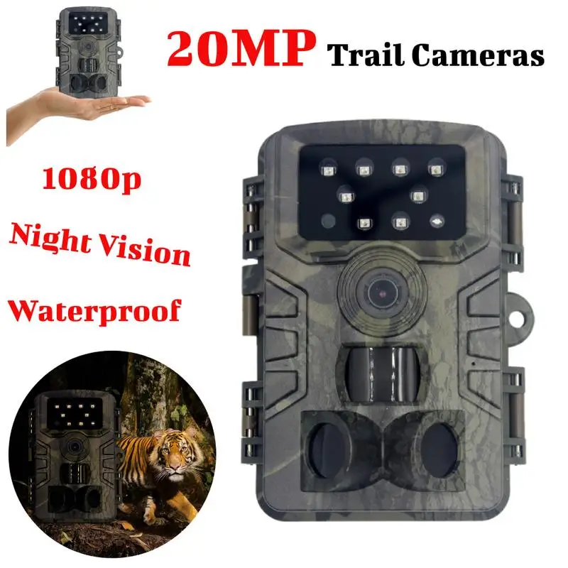 

Камера для наблюдения за дикой природой 20 МП, водонепроницаемая камера для наблюдения за дикой природой 1080P HD, камера ночного видения с поддержкой TF-карты, аксессуары для охоты