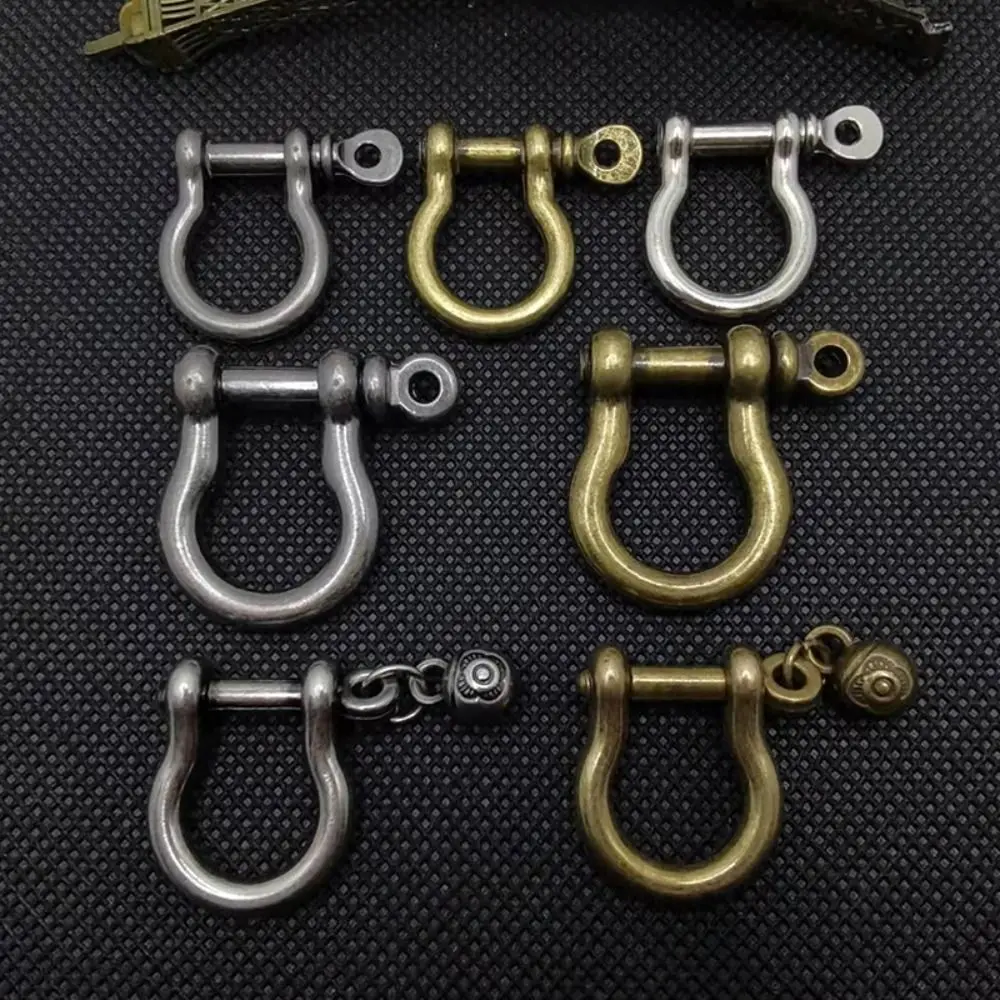 

5pcs Solid Brass Carabiner Pure Copper Removable Keychain Hook 10mm/8.5mm/9.8mm Shackle Fob Buckles Luggage DIY Accessories