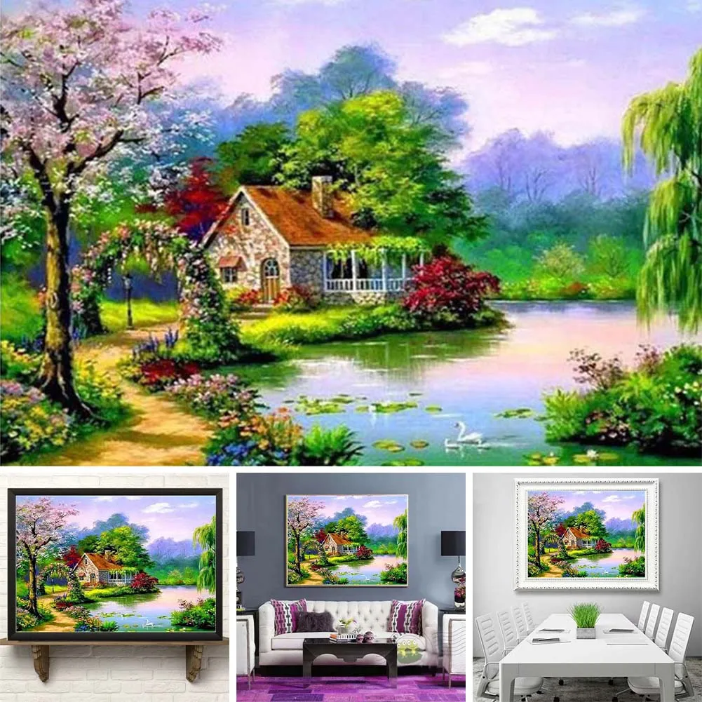 Набор для алмазной живописи 5D сделай сам творчества Водопад с круглыми стразами