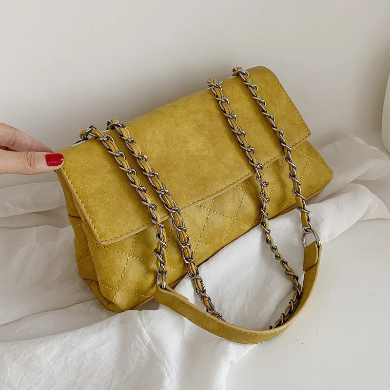 

Diamond Lattice PU Leather Crossbody Bags for Women 2021 New Vintage Handbags Ladies Shoulder Messenger Bag Female Purse