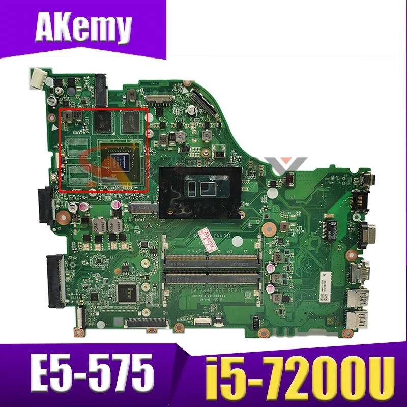

Akemy Laptop Mainboard For ACER Aspire E5-575 i5-7200U Motherboard DAZAAMB16E0 SR2ZU N16S-GT1-KB-A2 DDR4
