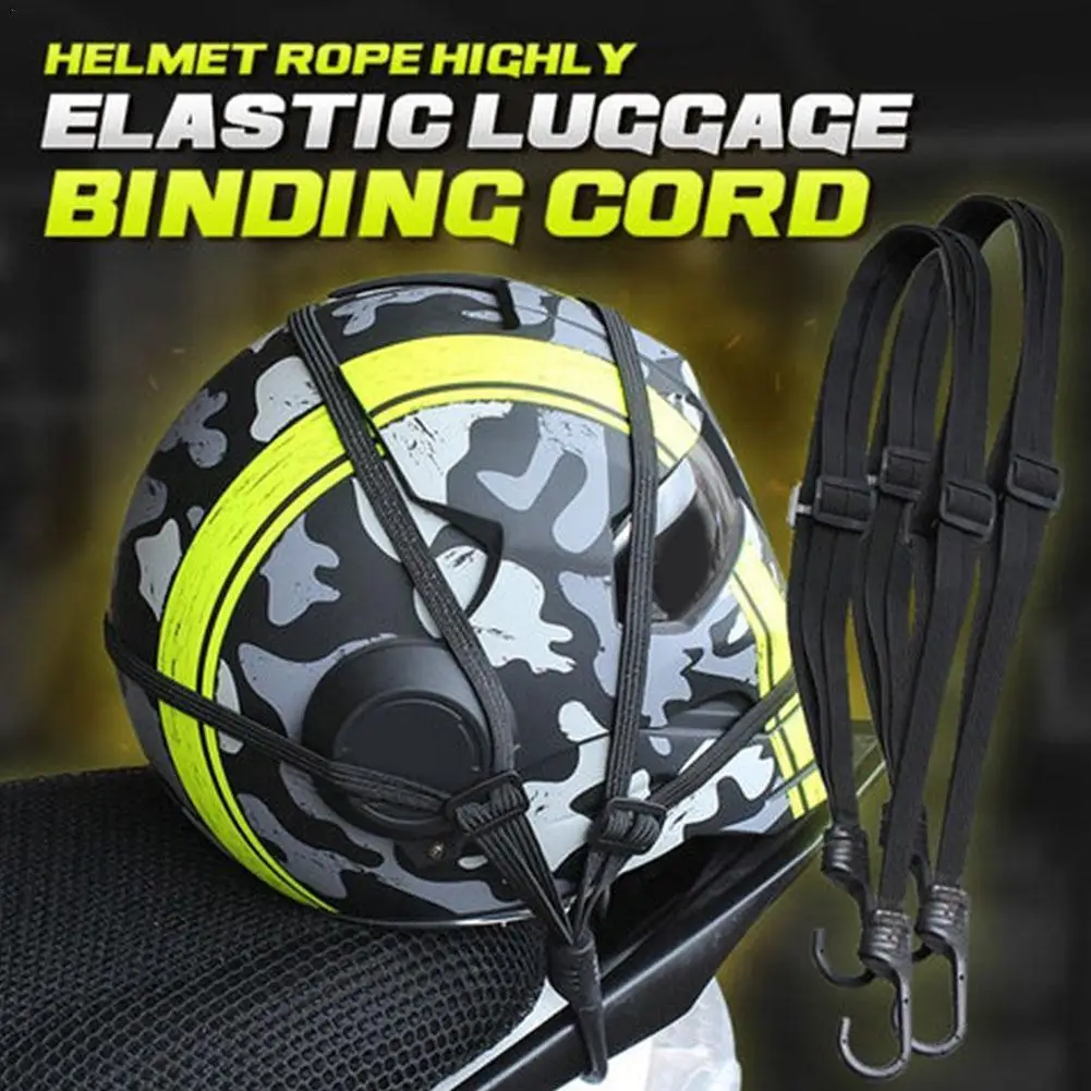 

Helmet Rope Highly Elastic Luggage Binding Cord Motorcycles Strength Retractable Helmet Luggage Elastic Rope Strap with 2 Hooks