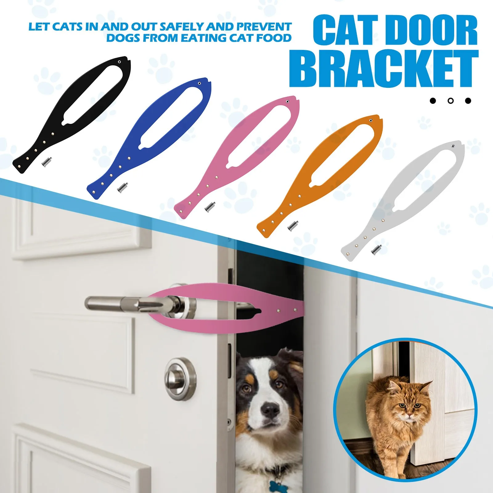 

Door Latch for Cats Dog Door Holder Latch Keeps Dogs Out of Litter Box and Feeder Door Buddy Alternative of Baby Gate Pet Door
