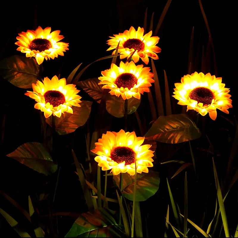 Solar Sunflowers Outside Garden Lawn Light IP65 Waterproof Solar Flowers Pathway Light for Patio Yard Wedding Holiday Decoration