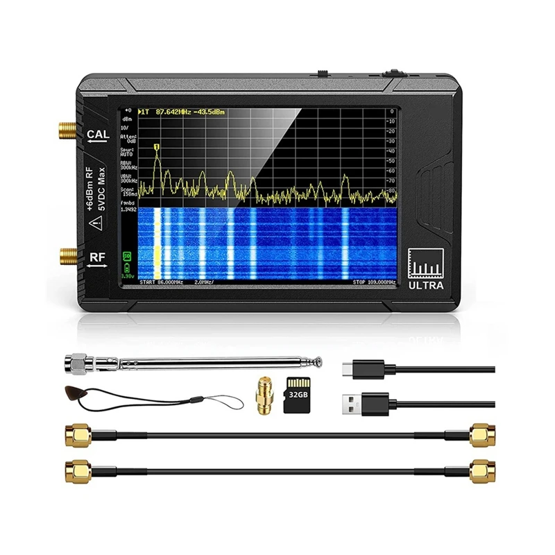 

Ultra 4Inch Spectrum Analyzer Plastic Handheld 100Khz-5.3Ghz Add 32GB Card Network Tester
