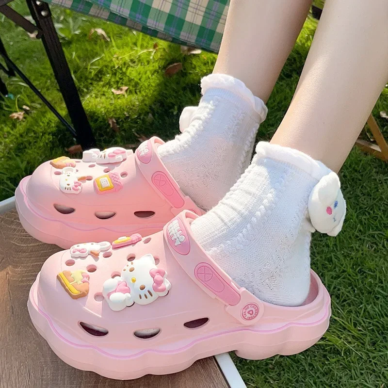 Sanrio Hello Kitty Crocs обувь женская Cinnamoroll мультфильм анимационные аксессуары толстая