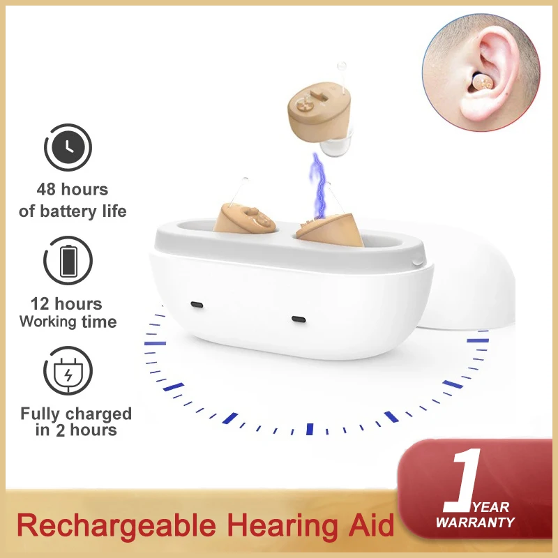 Rechargeable Hearing Aid Digital Hearing Aids For Deafness Elderly Portable Sound Amplifier Severe Hear Loss aparelho auditivo