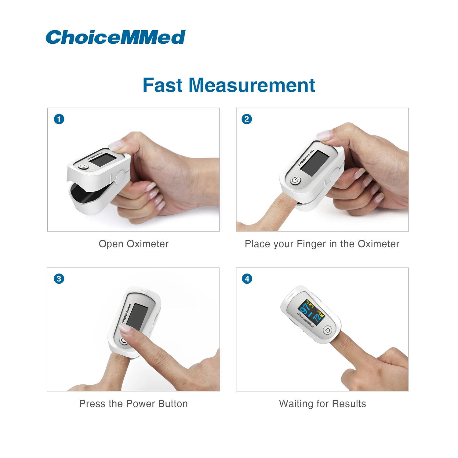 Фото Пальчиковый Пульсоксиметр CHOICEMMED MD300C23 с OLED цифровым монитором насыщения крови кислородом SPO2 пульсометр Пульсоксиметр №5