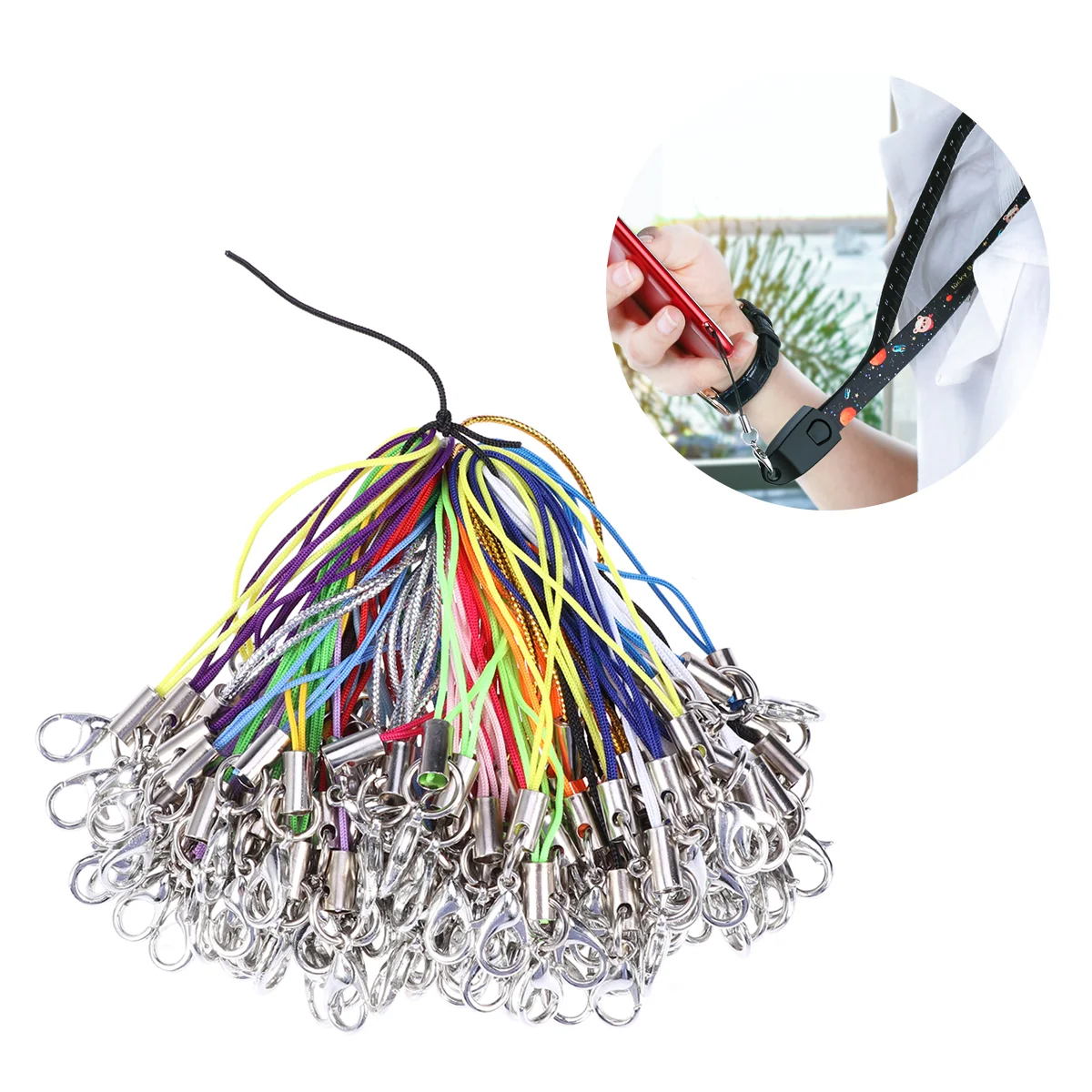 

100pcs Charm Straps Lobster Clasp Cords for Keychain Tablet PC USB Disk Mobile