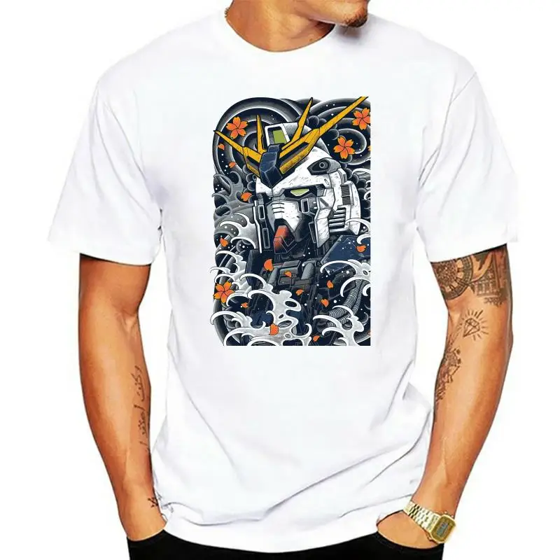 

Men Printing T-Shirts Anime Nu Gundam Artistic Newest Camisa 180 Gsm Men Lovely T Shirts Crew Neck Top Tees