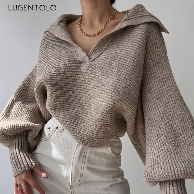 Женский модный свитер однотонные вязаные топы оверсайз с резьбой винтажные