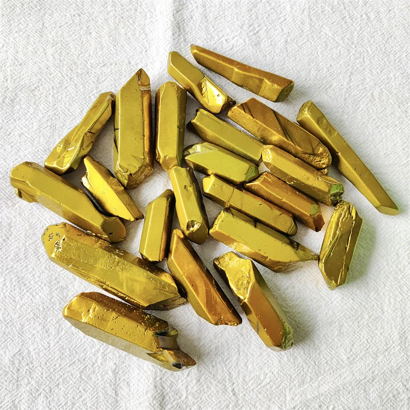 

10pcs Natural Stones Aura Raw Rough Gold Specimen Clear Quartz Crystal Gemstones Healing Reiki Home Decoration