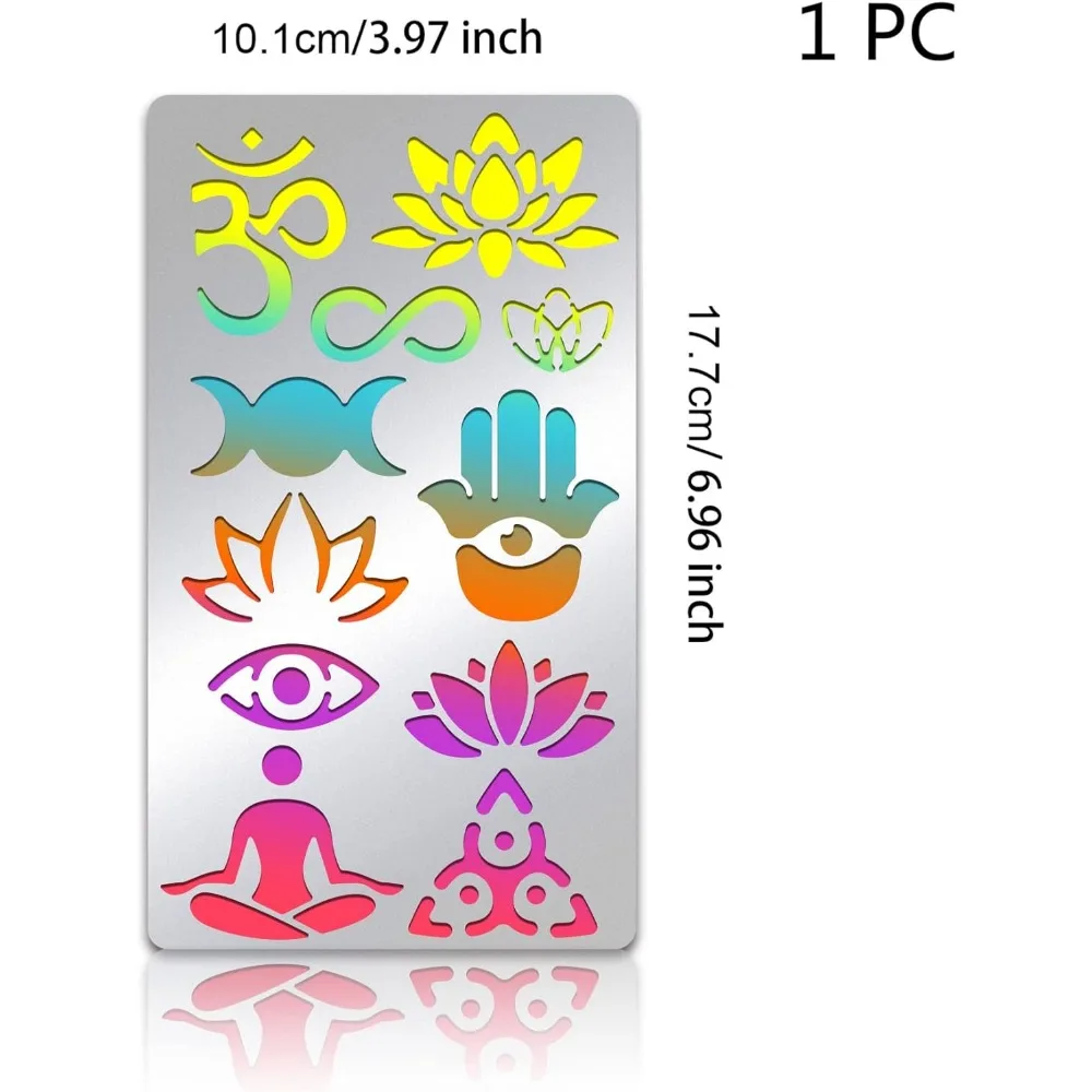 Трафарет из нержавеющей стали с цветком лотоса металлический трафарет для йоги