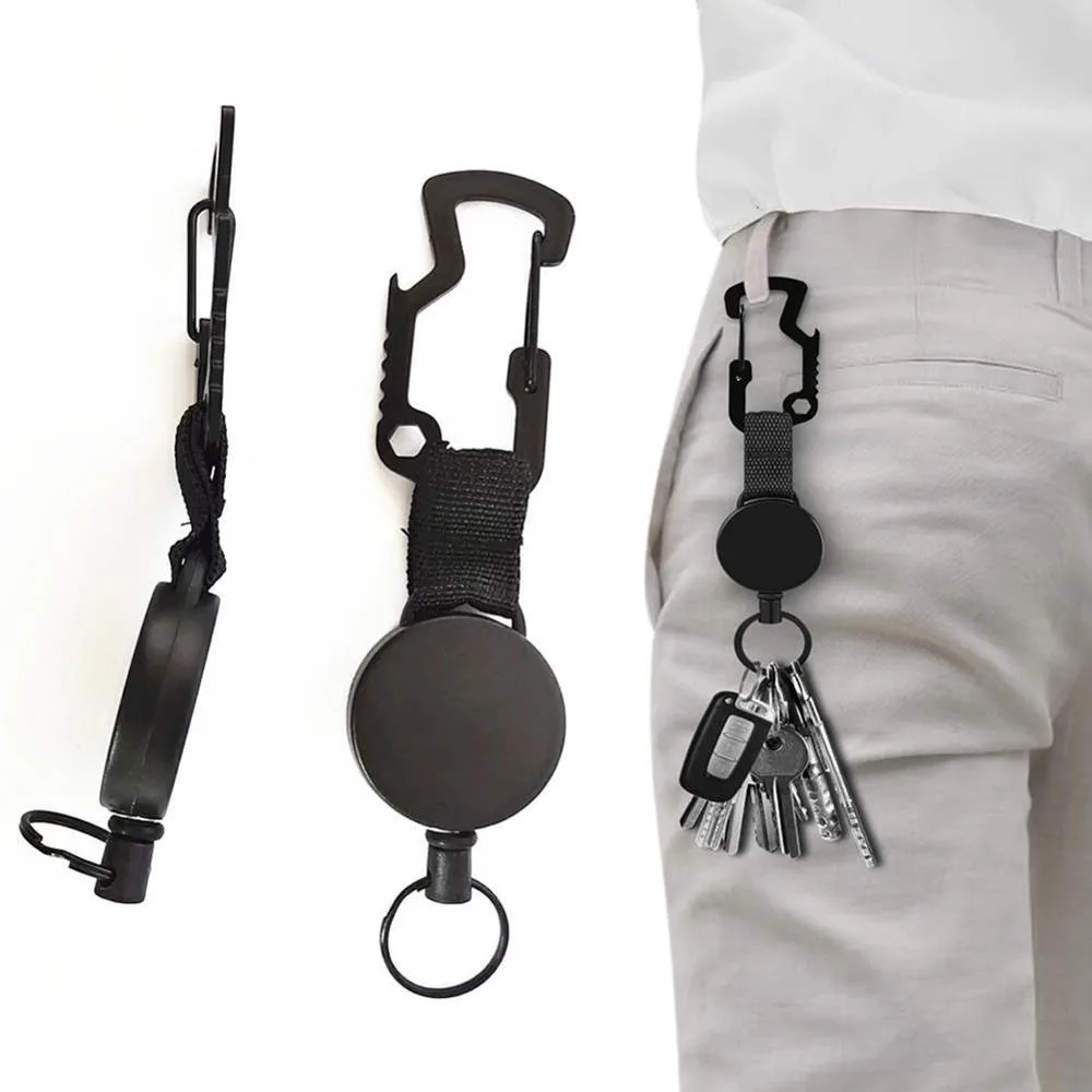 

Recoil Belt ID Lanyard Pull Office Supplies Retractable Carabiner Key Ring Clips Badge Reel Badge Holder Clip Keychain