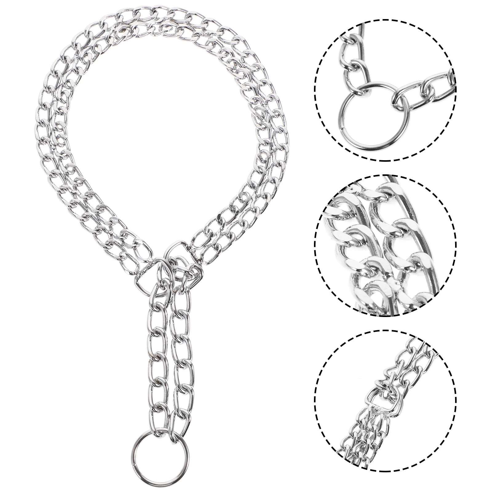

Metal Chain Dog Collar Double Row Plated Choke Training Show Collar 20mm x 50cm (Silver) Heavy duty Accessories for medium dogs