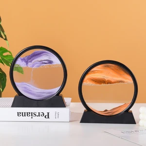Three-dimensional Quicksand Painting Ornaments Living Room Porch Home Decoration Office Desktop Decompressed Glass Hourglass