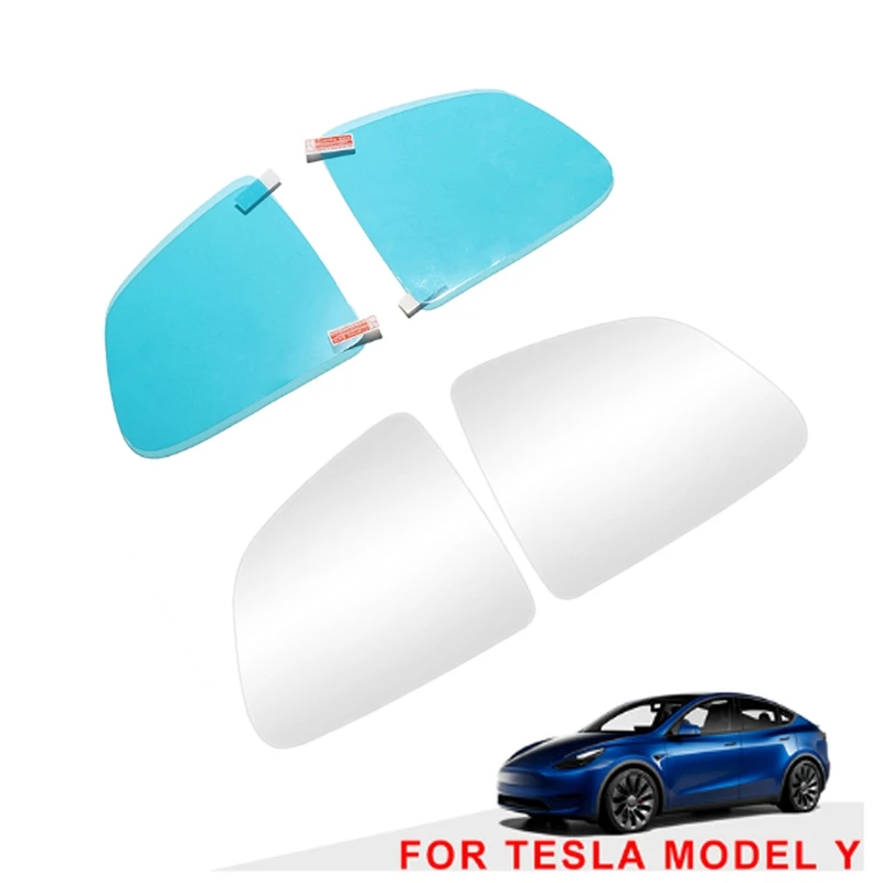 

Car Heating Rearview Side Mirror Lens with Anti-Glare Film Anti-Fog Rain Membrane for Tesla Model Y 2019 2020 2021 White