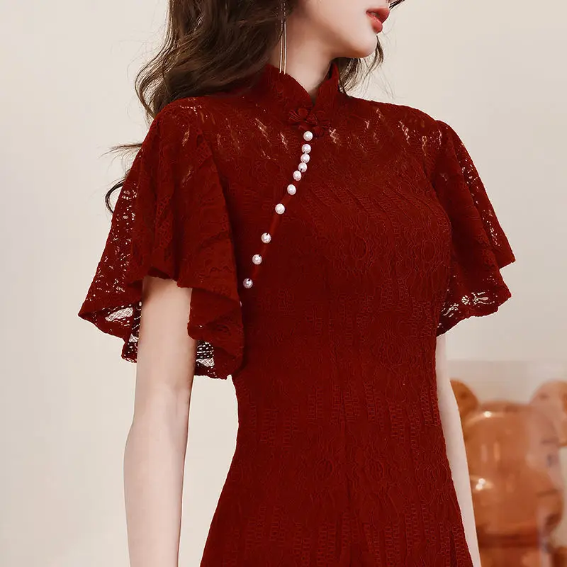 

ETESANSFIN Summer Wine Red Toast /Wedding/Engagement/Daily Life/Birthday Women’S Dress-Sexy V-Neck (Regular-Plus Both Ok)