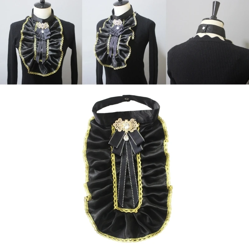 

Renaissance Elizabethan False Collar Costume Colonial Jabot Ruffled Detachable Necktie Cosplay Party Props for Women DropShip