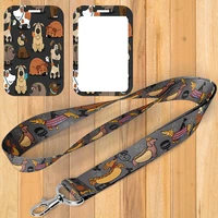 a0860 dachshund cartoon funny neck strap lanyards for key id card gym cell phone strap usb badge holder rope pendant key chain