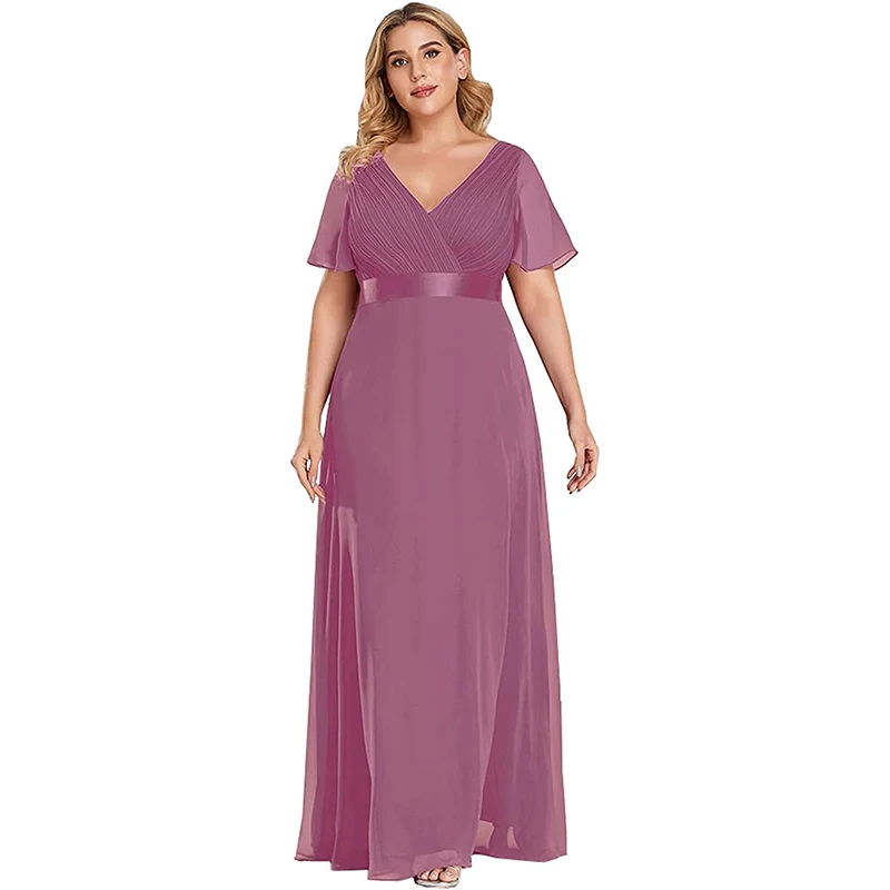 

Женское шифоновое платье с коротким рукавом и V-образным вырезом