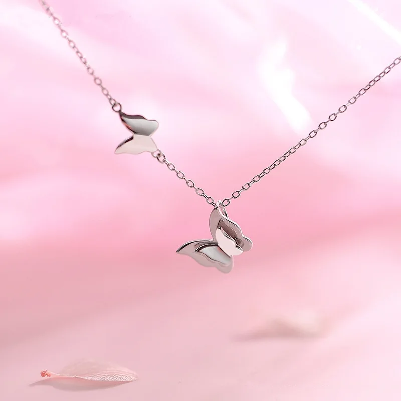 

Женское ожерелье из серебра 2022 пробы, с двойной бабочкой