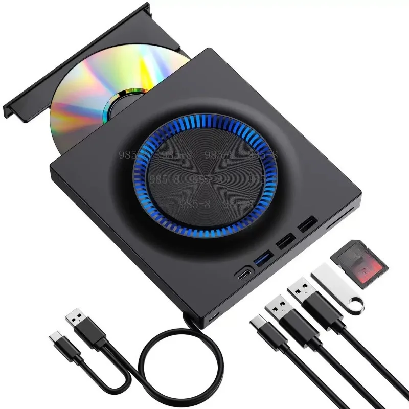 Фото Внешний оптический привод USB Type-C Blu-ray, 7 функций в одном, поддержка CD/DVD/BD, записывающее устройство, совместимость с дисками до 120 мм, для ПК и ноутбуков №1