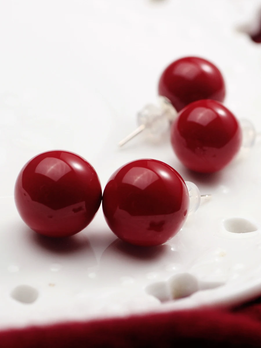 925 серебряных игл французские серьги в стиле ретро винно-красные национальные