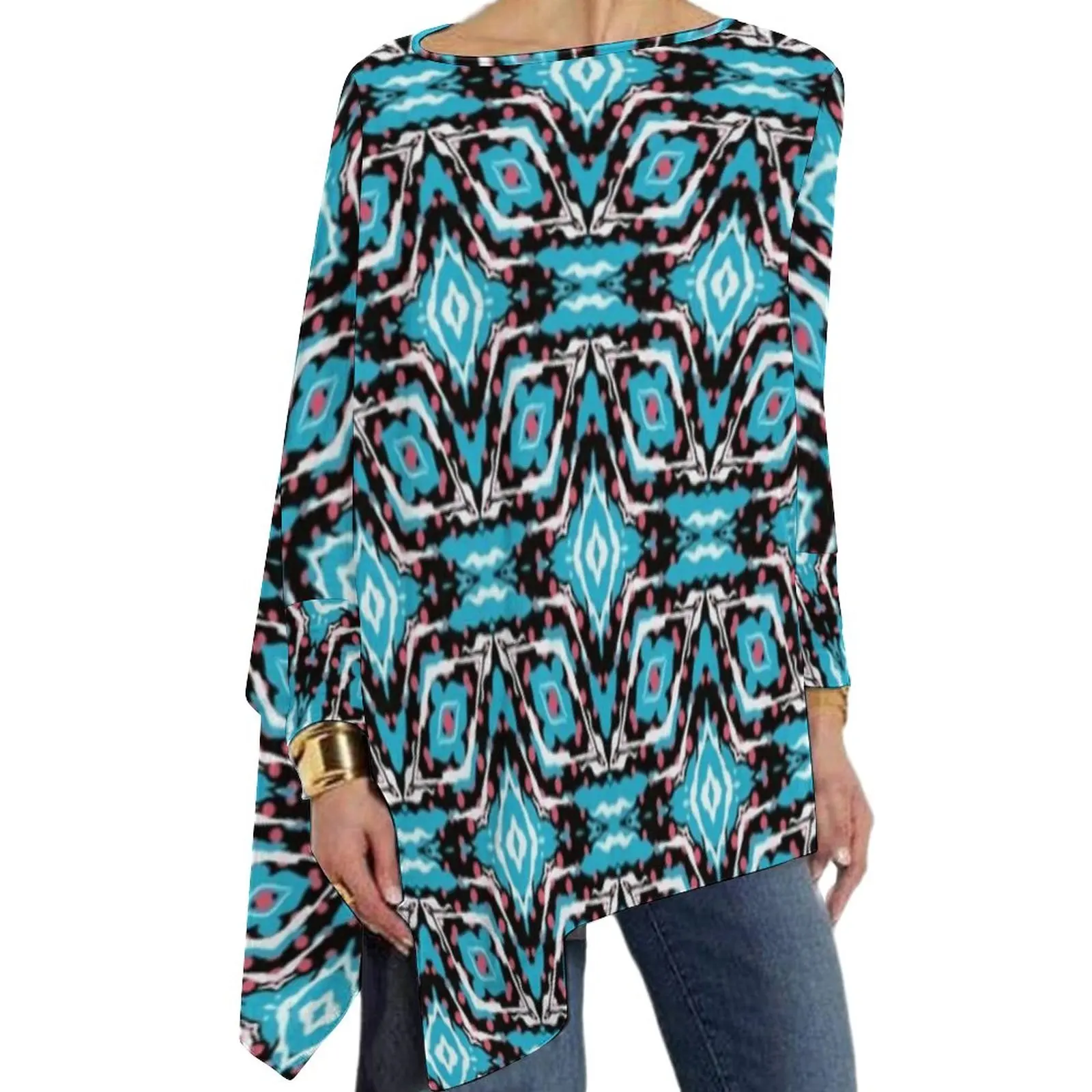 

Hippy Floral T Shirts Modern Retro Print Casual Loose Long Sleeve T-Shirt Kawaii Printed Tees Woman Tops 4XL 5XL 6XL