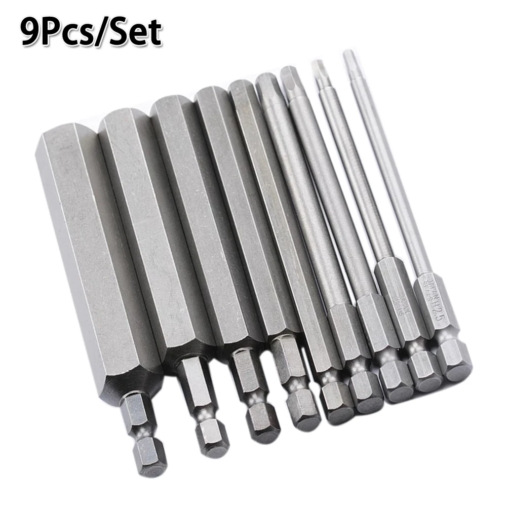 

9pcs 100mm S2 Alloy Steel Head Screwdriver Bits 1/4 Inch Hexagon Hex Shank Magnetic Screwdriver Bits H2.5-H14 Drill Tools