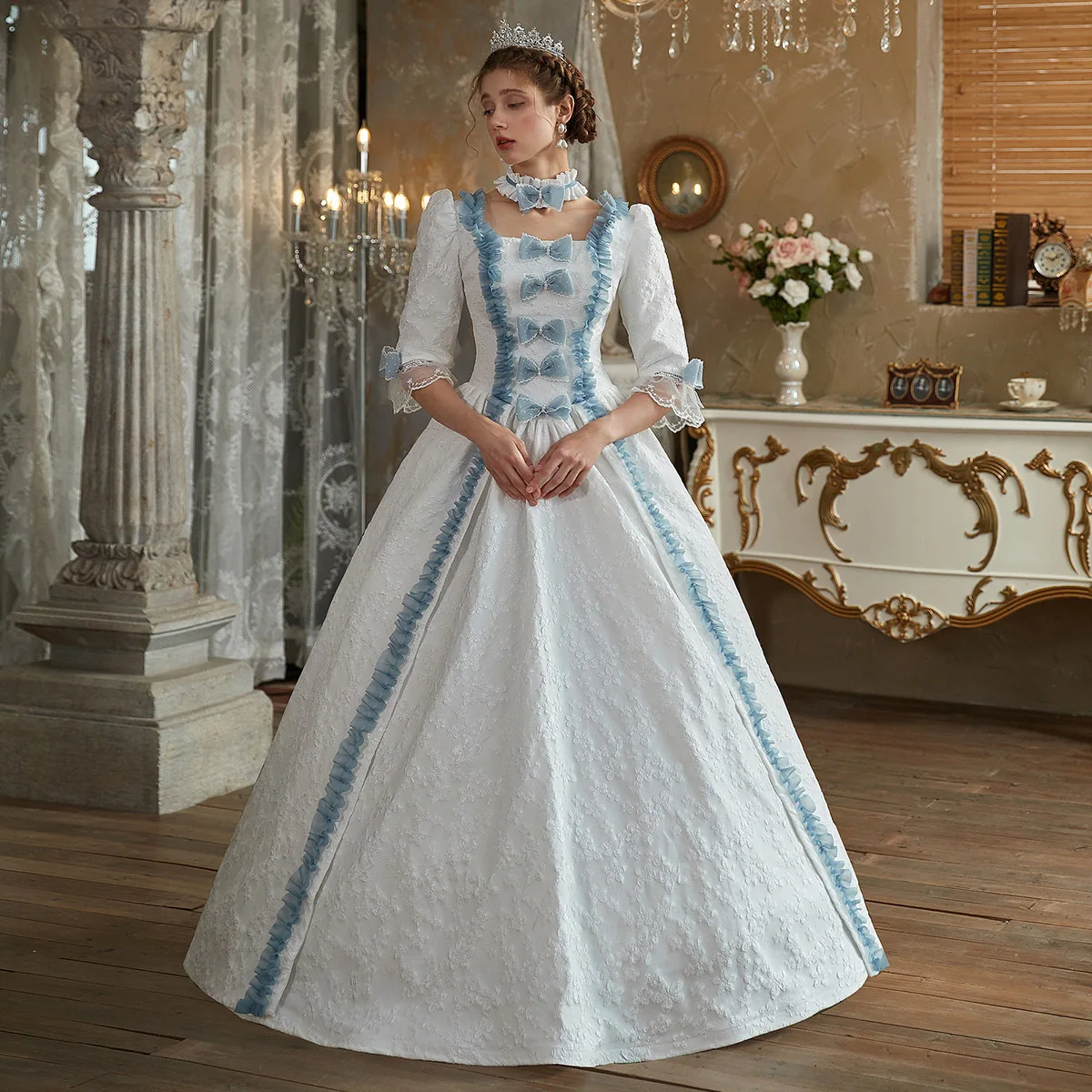 Белое бальное платье по индивидуальному заказу средневековые викторианские