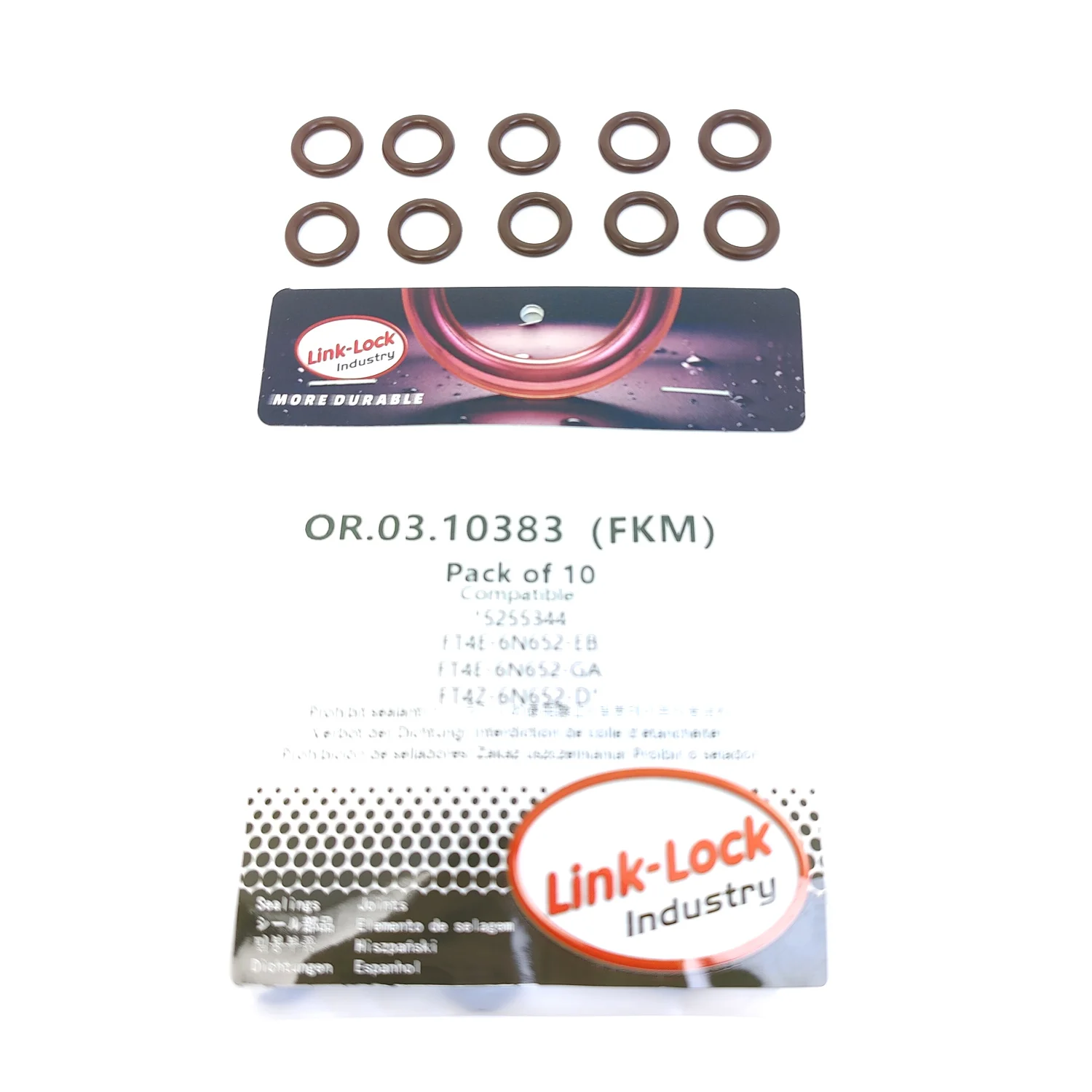 Фото Комплект уплотнительных колец LINK-LOCK 10 шт. OR.03.10383 FKM Viton для маслозаливной горловины турбонагнетателя 5255344 FT4E-6N652-EB FT4E-6N652-GA №1
