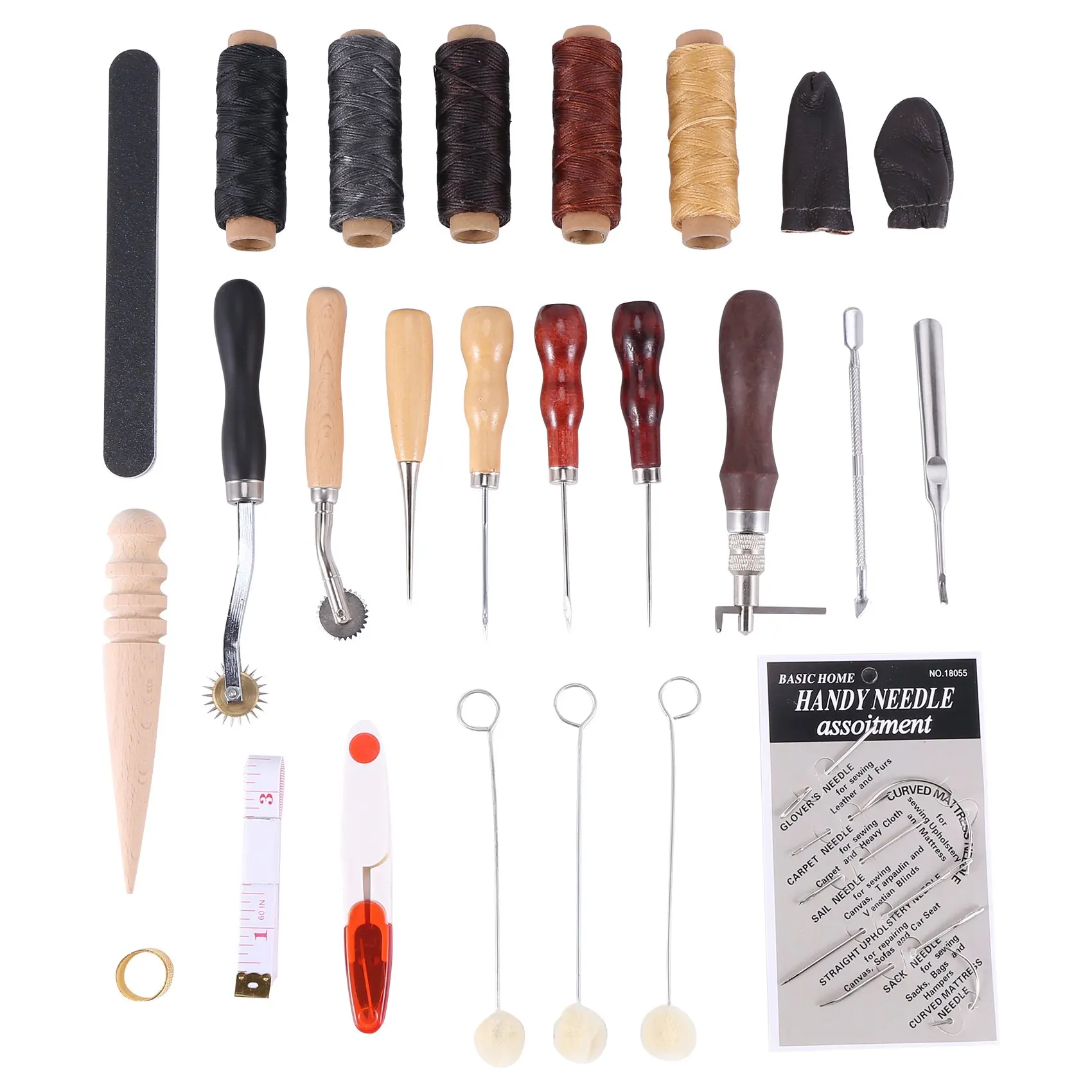 

Инструменты для шитья кожи, 31 шт., инструменты для рукоделия, инструменты для кожевенного ремесла, набор ручных инструментов для шитья с зубчатым шилом, вощеная нить, наперсток