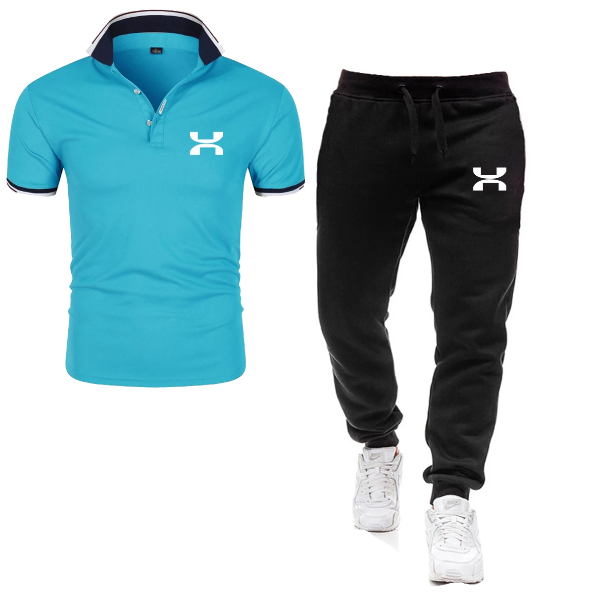 

Polo Shirt Men's Short Sleeve T-Shirt Top Golf Polo Shirt + Sports Pants Men's Sports Jersey Quick Dry Men's Suit