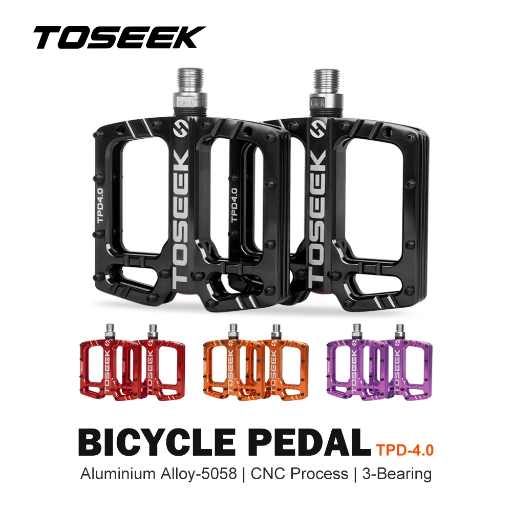 

Велосипедные педали TOSEEK с 3 подшипниками, нескользящая пластина для дорожного горного велосипеда, быстросъемная педаль, велосипедные запчасти из алюминиевого сплава