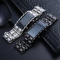 2022 fashion silver black lava iron samurai bracelet watch men led digital watches men multifunctional electronic sports watches