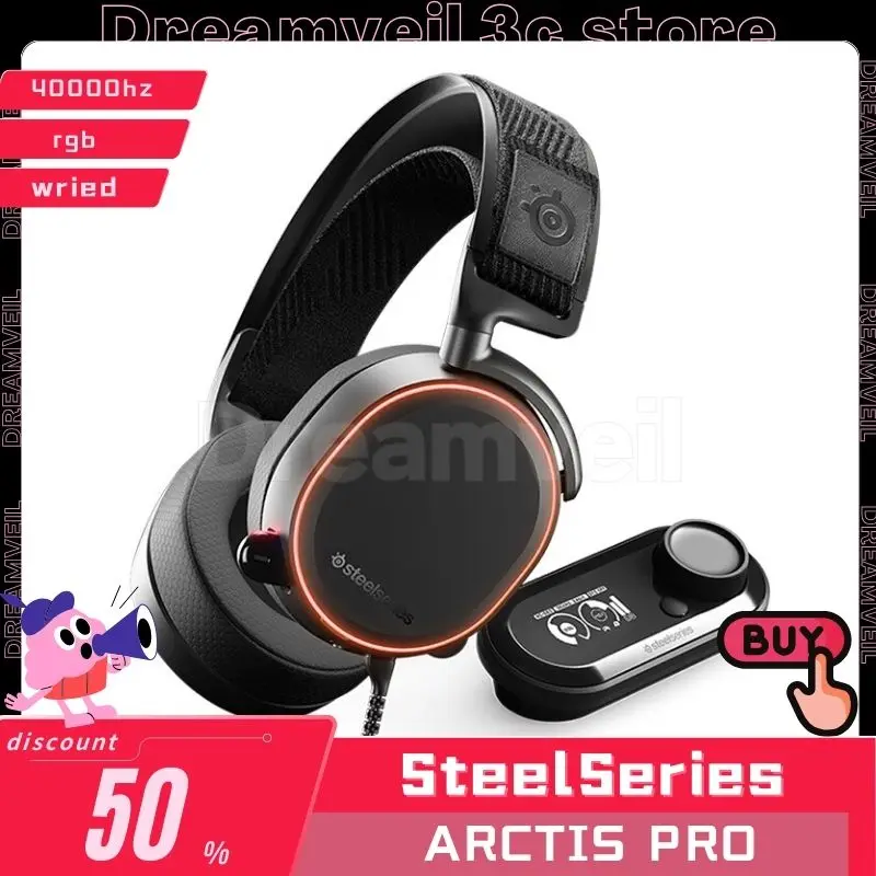 Игровая гарнитура Steelseries Arctis Pro + Dac Wried 40000 Гц с микрофоном Hi-Res RGB Light Наушники для