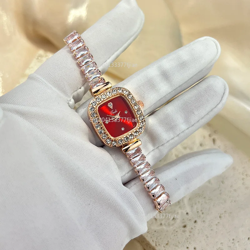 Роскошные модные цветные квадратные циркониевые изысканные часы-браслет с