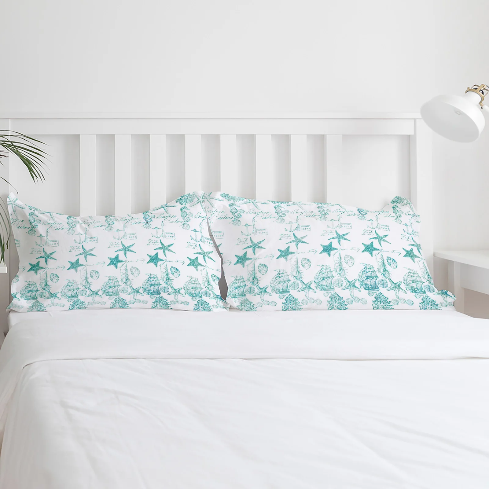 Aqua Ocean Starfish Shell Coral Vessel Texture Comfortable Household Goods Bedroom Bed Luxury Duvet Cover 2/3/4 Pieces | Дом и сад