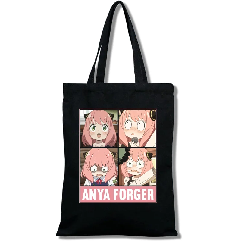 

Anime Spy x Family Anya Smug Canvas Bag Black Bag Girls Casual Bag Eco-Friendly Shopping Tote Bag