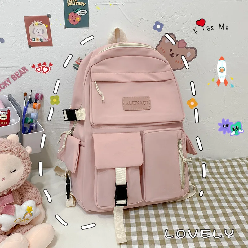 2023 New Trendy Korean Version Large-capacity School Bag Lightweight Simple Travel Backpack Teen Girls Many Pockets Backpacks