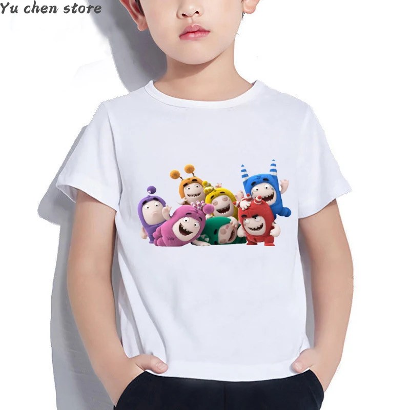 

2022 New Oddbodies Children's Cartoon T-shirt Girls' Cartoon Top Boys' White Clothing 1 Children's Summer Breathable T-shirt Y2K