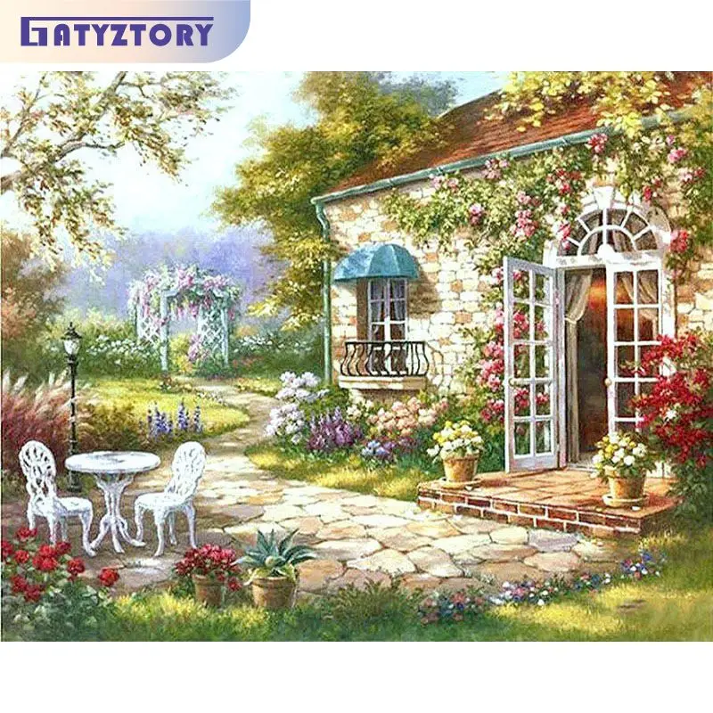 

GATYZTORY Acrylic Painting By Numbers For Handiwork Drawing By Numbers Gardens Number Painting Adults Crafts Wall Decor