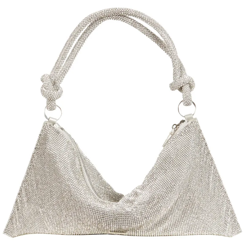 Full Diamonds 2023 Bag New Women's Leather Chain Inlaid with Bright Hand-held Underarm Women's Bag Designer Women Luxury Handbag