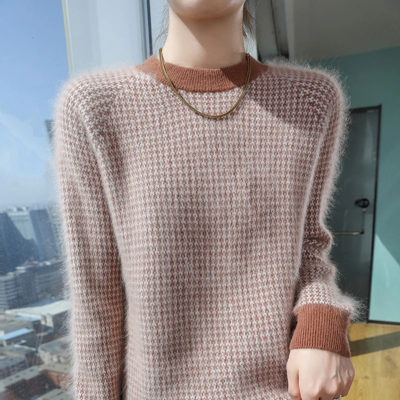 100% норковый кашемировый свитер осень-зима новый женский джемпер с круглым