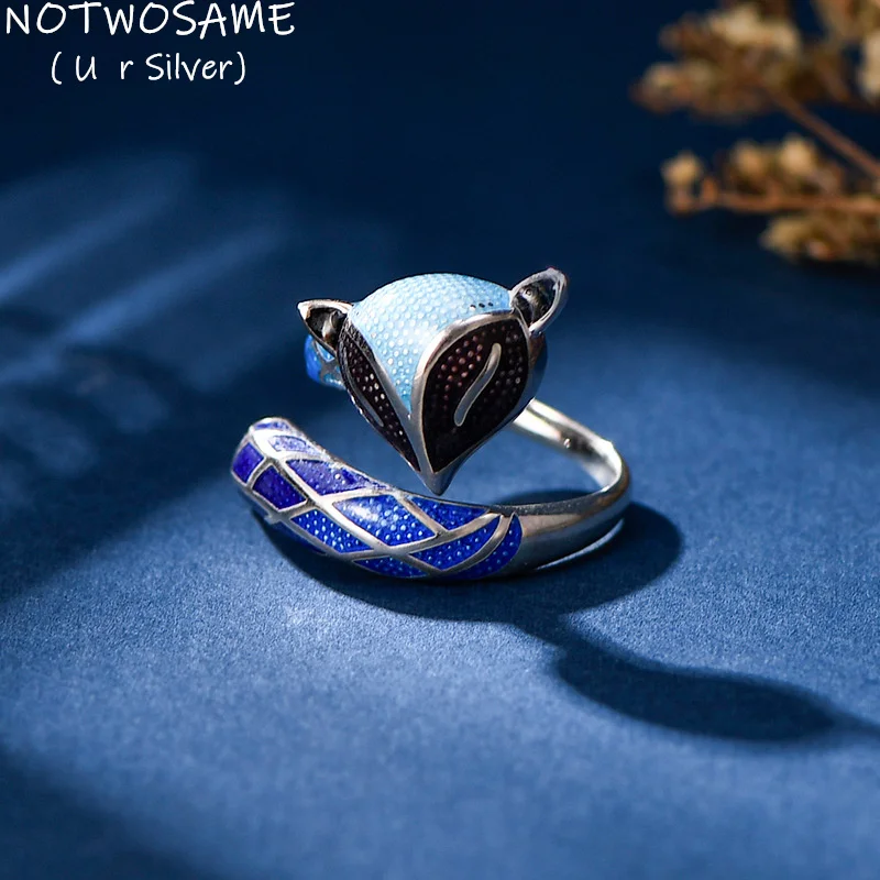 

NOTWOSAME Charming Fox Rings for Women Enamel Animals Foxes Jewelry Real 925 Silver Exotic Rings China Myth LOVE God Fox Rings