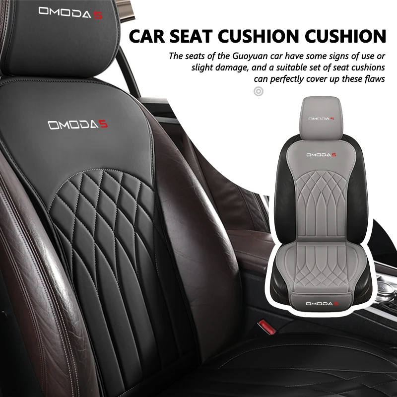Фото Чехол для автомобильного сиденья Chery Omoda из кожи, мягкий, противоскользящий, защитный, с защитой подголовника, для моделей 5, E5, 9, C3, C5, C9, C3 EV PRO №1